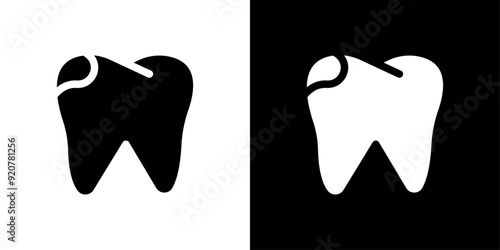 Tooth with caries icon logo set vector