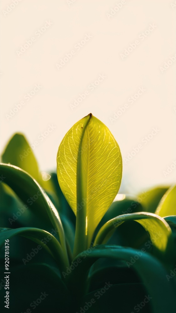 Obraz premium A close up of a leaf with the sun shining through it, AI