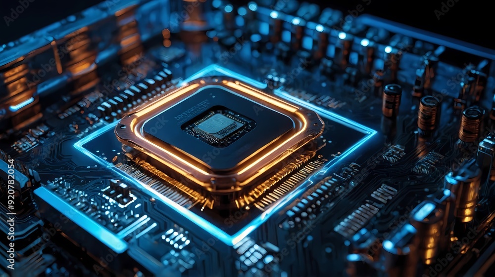 Futuristic CPU Processor with Nanotech and Cooling AI Generated Futuristic CPU Processor with Nanotech and Cooling AI Generated