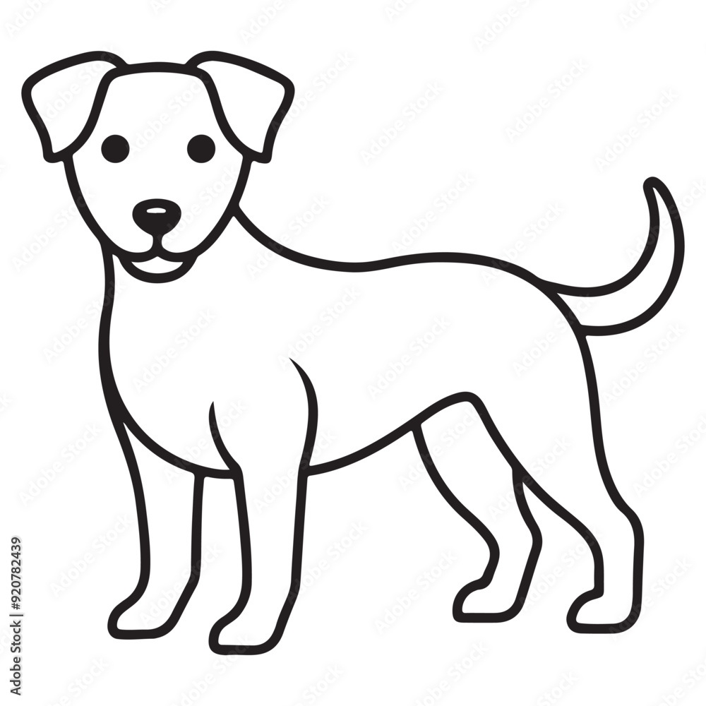 Vector black and white illustration of a sitting dog isolated on a white background. Vector black and white illustration of a sitting dog isolated on a white background.