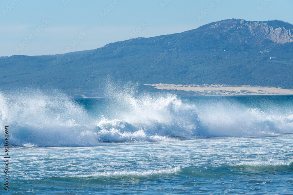 Fototapeta premium Beatiful Atlantic Ocean waves in winter Tarifa, February 20, 2024.