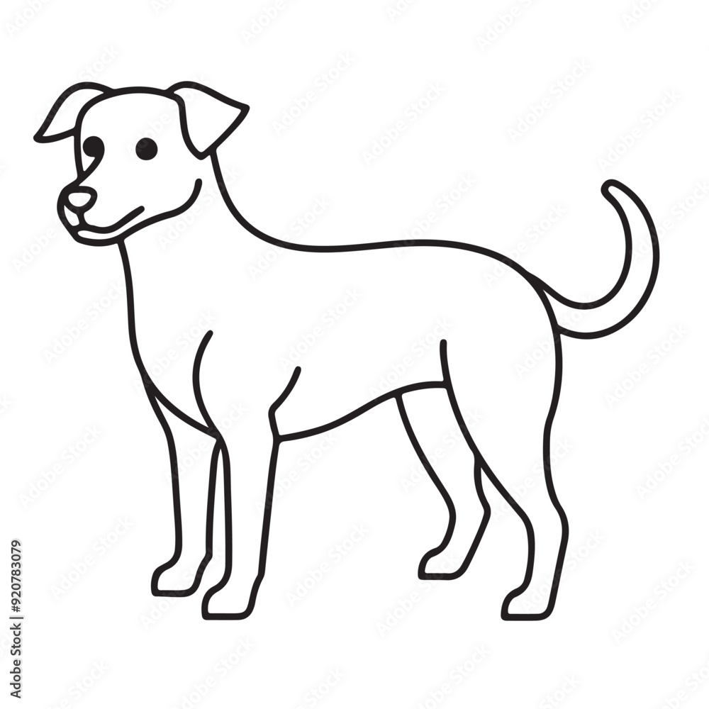 Vector black and white illustration of a sitting dog isolated on a white background. Vector black and white illustration of a sitting dog isolated on a white background.