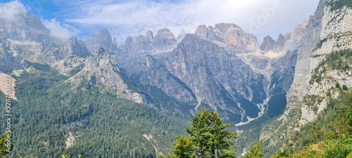 Fotografie Beautiful day view to mountains in Parco Naturale Adamello Brenta, September 12, 2023