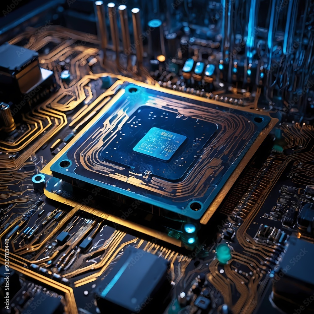 Futuristic CPU Processor with Nanotech and Cooling AI Generated Futuristic CPU Processor with Nanotech and Cooling AI Generated
