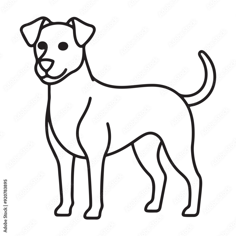 Vector black and white illustration of a sitting dog isolated on a white background. Vector black and white illustration of a sitting dog isolated on a white background.