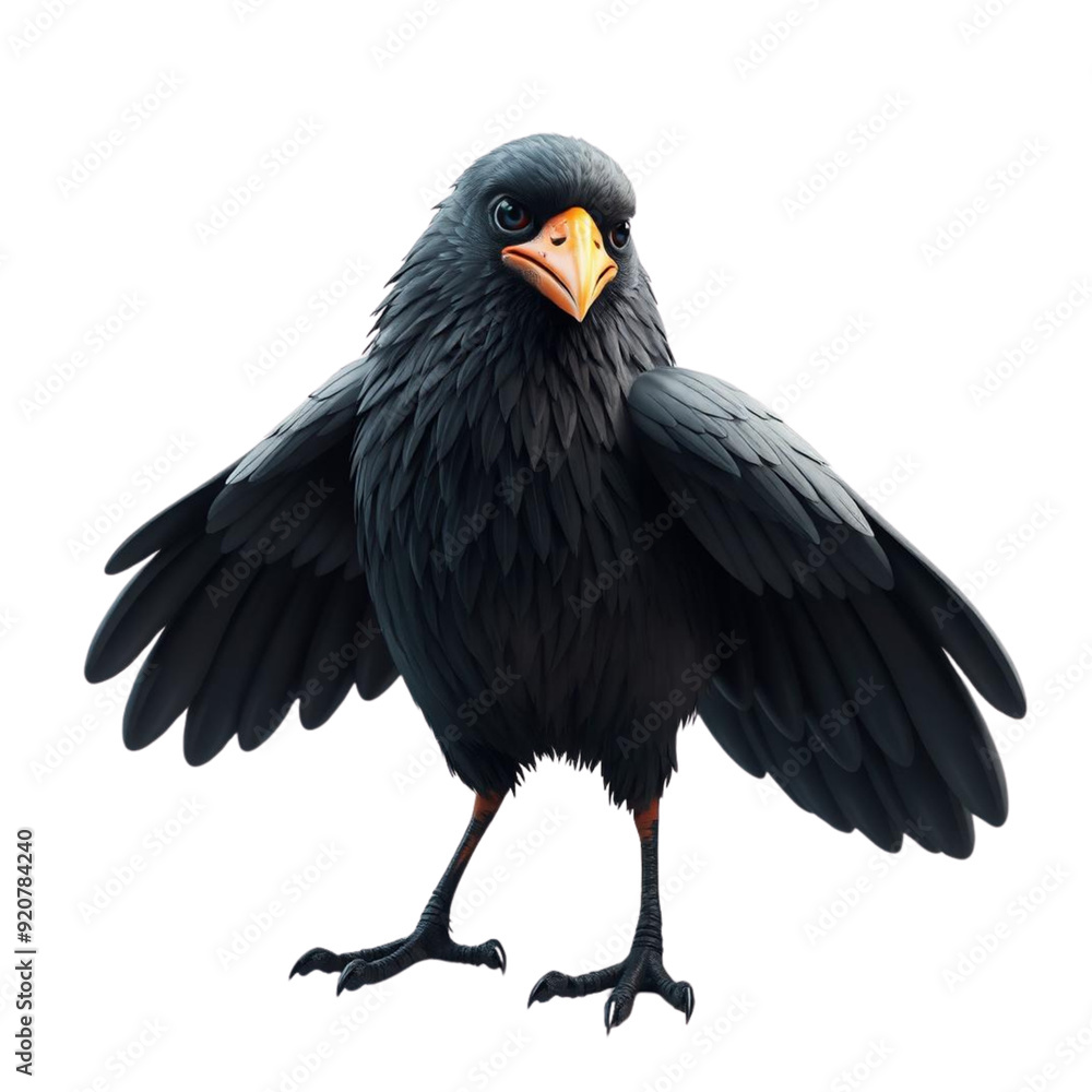 Fototapeta premium a 3d crow on Isolated transparent background png. generated with AI