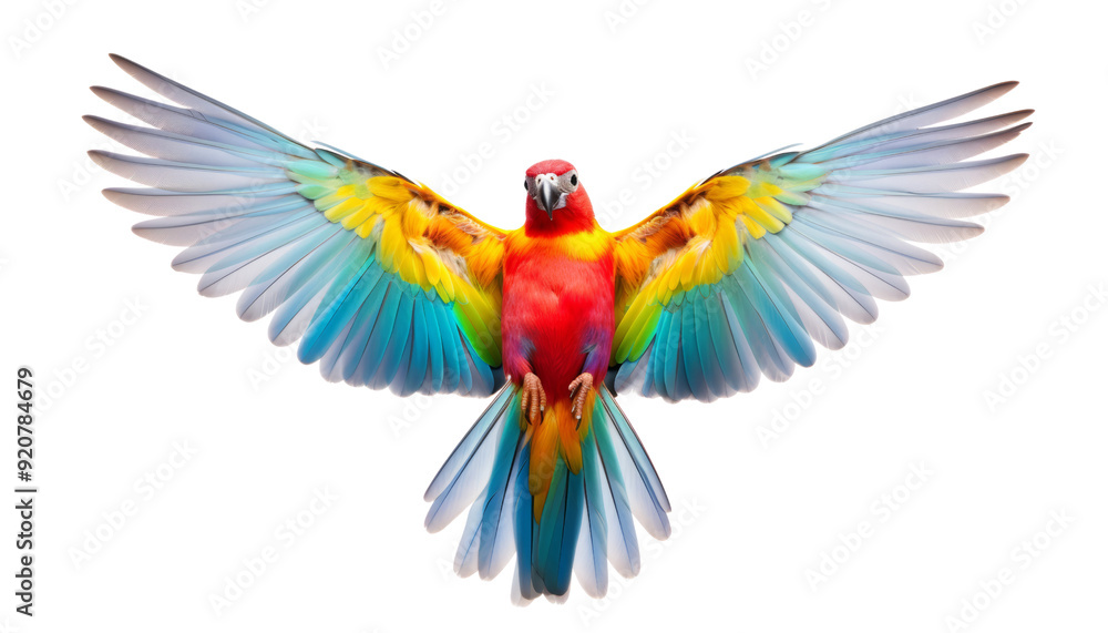 Fototapeta premium red blue and yellow macaw isolated on transparent background cutout