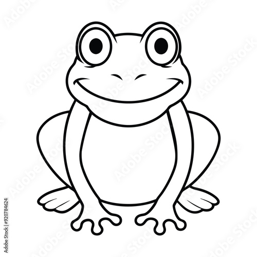 Frog Outline Design, Frog Clipart, Cute Baby Frog illustration in black and white 