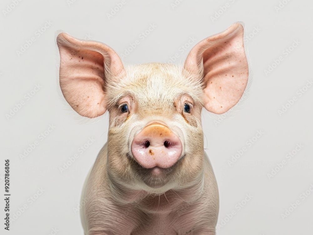 Young pig with light brown fur and expressive eyes. Young pig with light brown fur and expressive eyes.