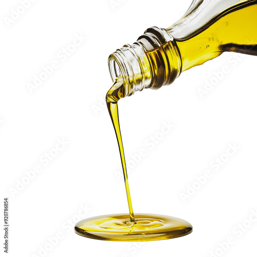 PNG Oil pouring from a glass bottle onto a surface