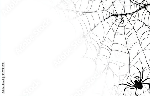 An image of a black spider and a torn web, a symbol of Halloween