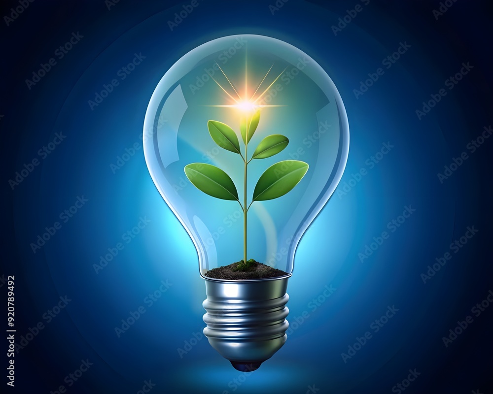Light bulb with sprout growing inside - eco innovation concept Light bulb with sprout growing inside - eco innovation concept