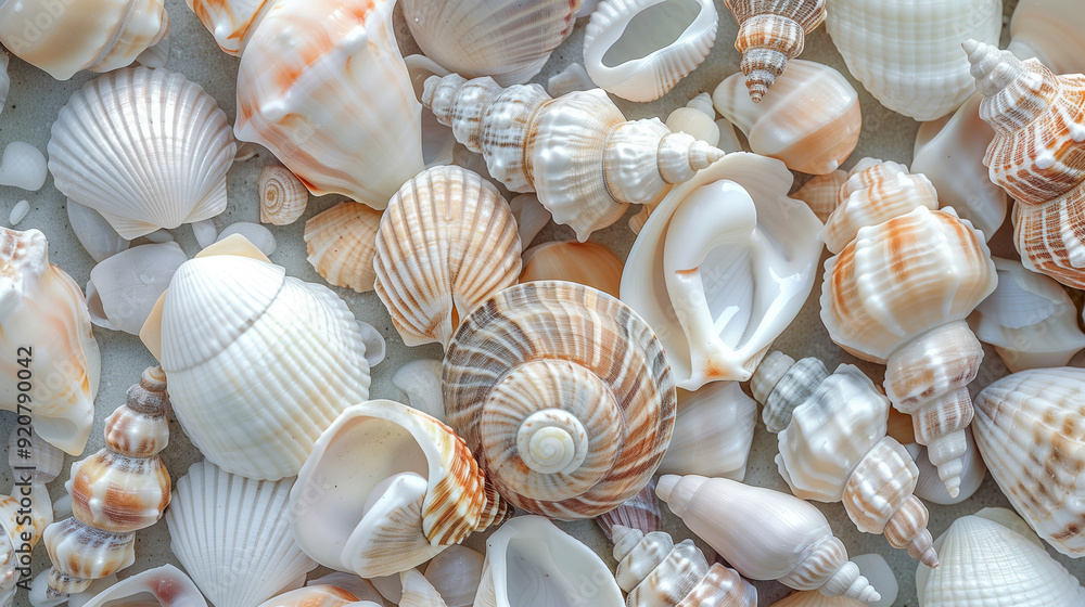 Close-up image of various sea shells Close-up image of various sea shells