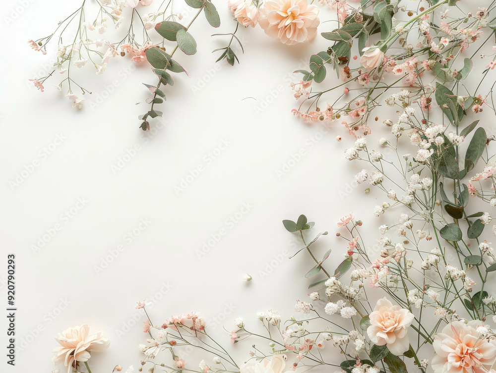 Charming Wedding Theme Featuring a Floral Wreath on White Background Charming Wedding Theme Featuring a Floral Wreath on White Background