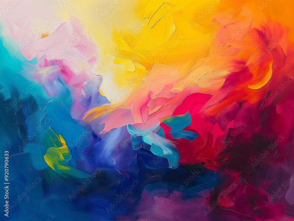 Abstract Colorful Oil Painting with Bold Brushstrokes and Blended Hues Creating a Vivid and Expressive Artistic Composition Abstract Colorful Oil Painting with Bold Brushstrokes and Blended Hues Creating a Vivid and Expressive Artistic Composition