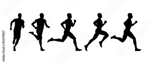 Run, sport athletic logo, group of running men