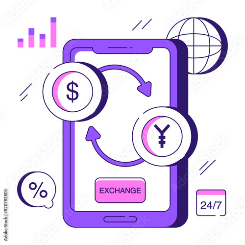 An flat design illustration of currency exchange 

