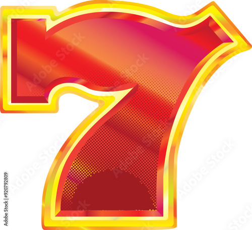 Red number 7 with gold frame on white background, high-quality entertainment. It's designed to attract both seasoned gamblers and newcomers looking for the ultimate casino experience Vector 