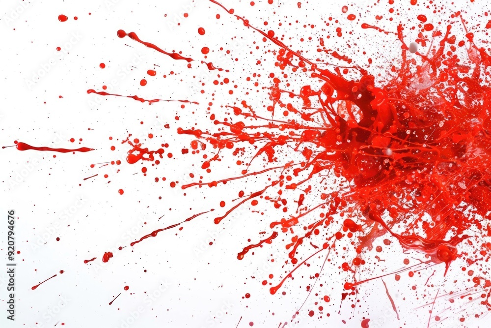 Splash of red paint in motion, with drips and splatters Splash of red paint in motion, with drips and splatters