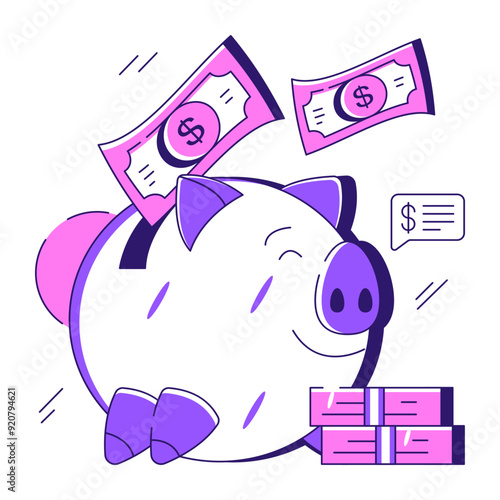 A trendy design illustration of piggy bank

