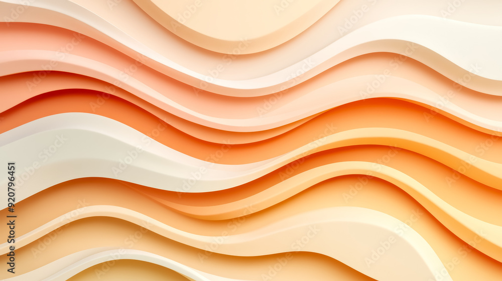 Obraz premium Warm gradient background blending from light yellow to soft peach featuring abstract wave patterns and minimalistic geometric shapes 
