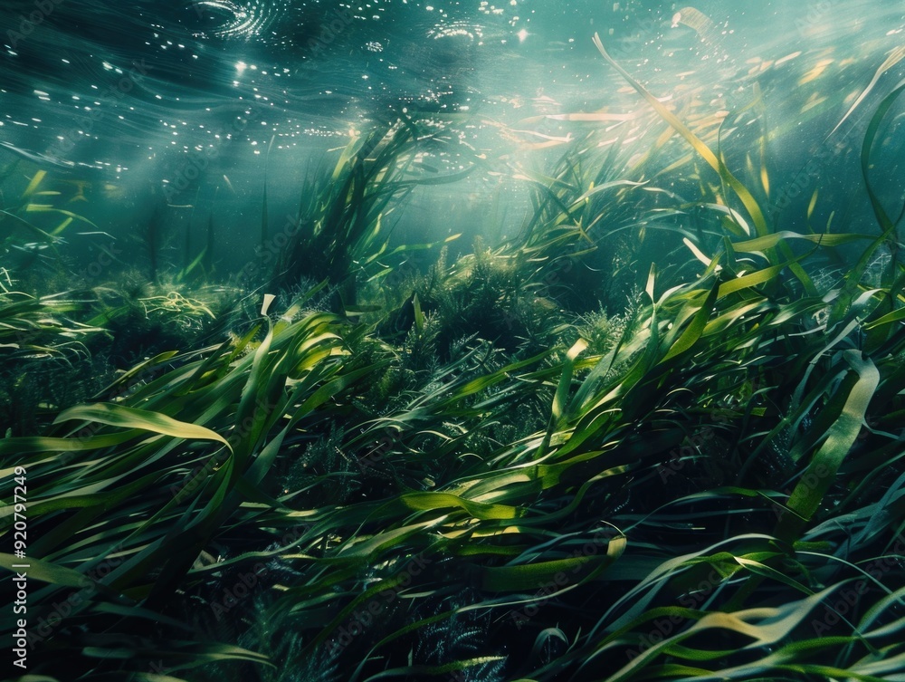 Obraz premium Vibrant plant life thriving under the sea, showcasing the complexity of marine ecosystems.