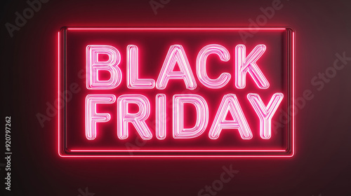 A glowing frame with the text red neon light emitting "BLACK FRIDAY"