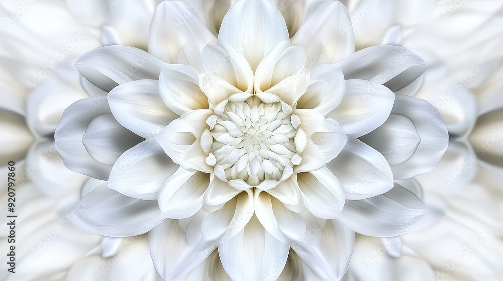 Abstract Kaleidoscope Design Featuring a White Flower in Bloom, Showcasing Intricate Details and Soft Textures Abstract Kaleidoscope Design Featuring a White Flower in Bloom, Showcasing Intricate Details and Soft Textures
