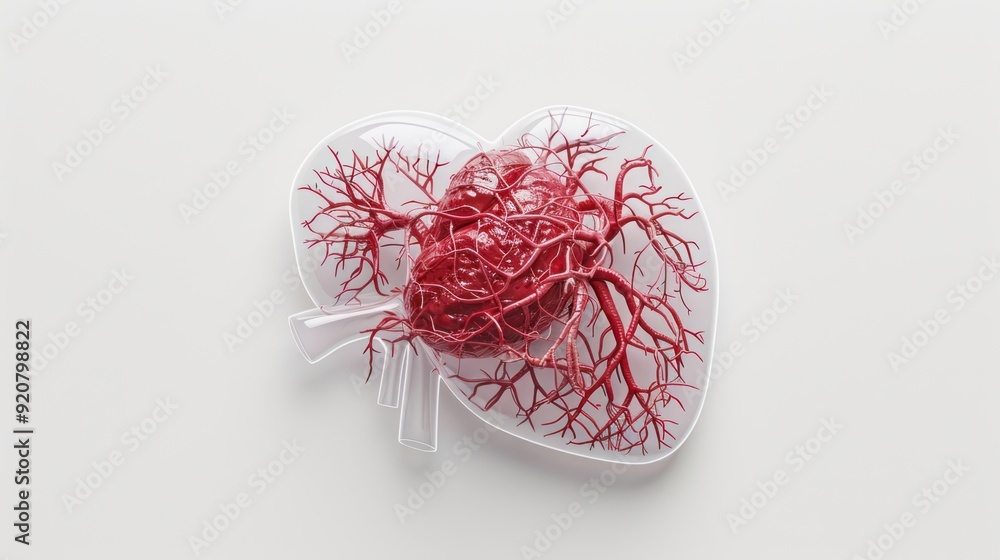 Detailed 3D Rendering of Human Liver Anatomy with Blood Vessels and ...