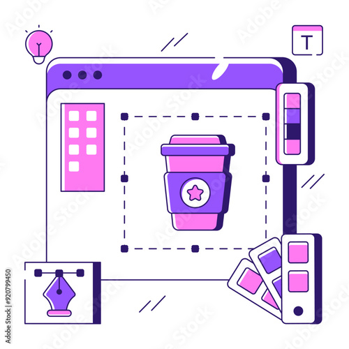 A unique design illustration of disposable cup designing 

