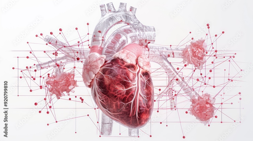 Detailed 3D Render of Human Heart Chambers and Valves Showing Blood ...