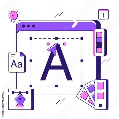 A flat design illustration of font tool

