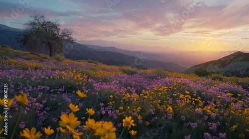 Time-lapse of a superbloom area from early morning to sunset