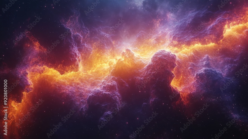 Fototapeta premium An abstract illustration of swirling galaxies, nebulae, and stars, creating a mesmerizing and dynamic dance of light and color across the vastness of space.