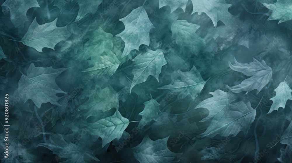 Collection of leaves covered in frost, winter scene. Cold colors, frosty appearance. Crystalline frost. Collection of leaves covered in frost, winter scene. Cold colors, frosty appearance. Crystalline frost.