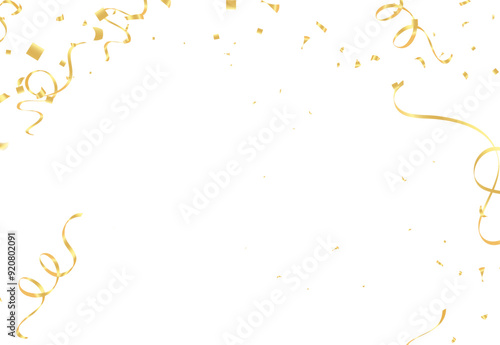 Colorful bright confetti isolated on transparent background. Festive vector illustration , serpentine, gold confetti.for card, party, design, flyer, poster, decor, banner,