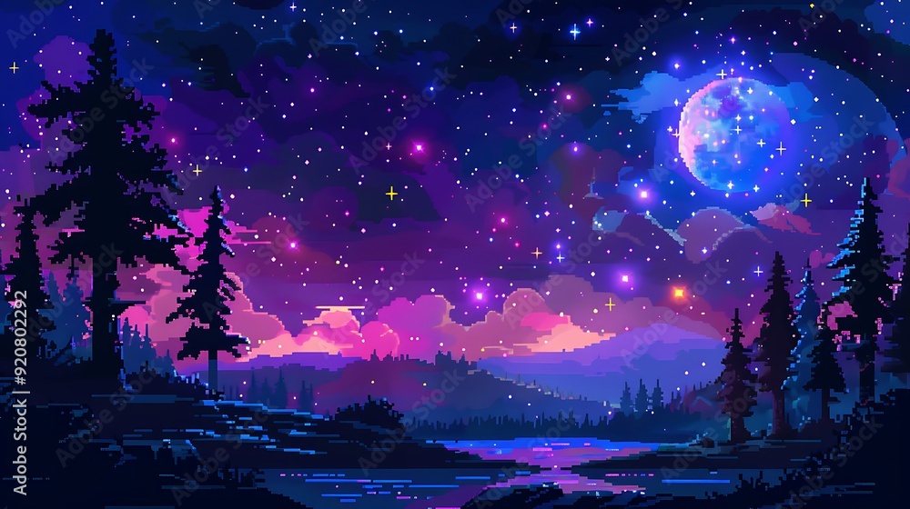 starry night sky pixel art starry night sky pixel art
