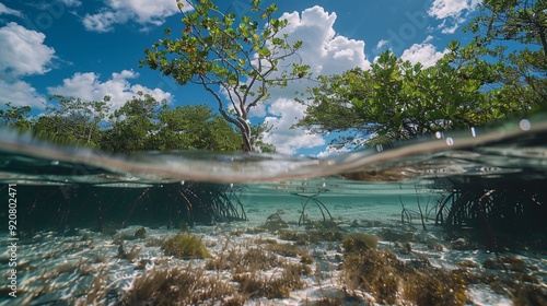 Time-lapse of the tide changing in a mangrove ecosystem, showing the water levels rising and falling