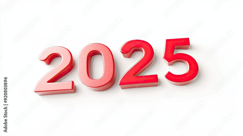 Bright Red 2025 Lettering in a Modern Render Style on a Clean White Background Bright Red 2025 Lettering in a Modern Render Style on a Clean White Background