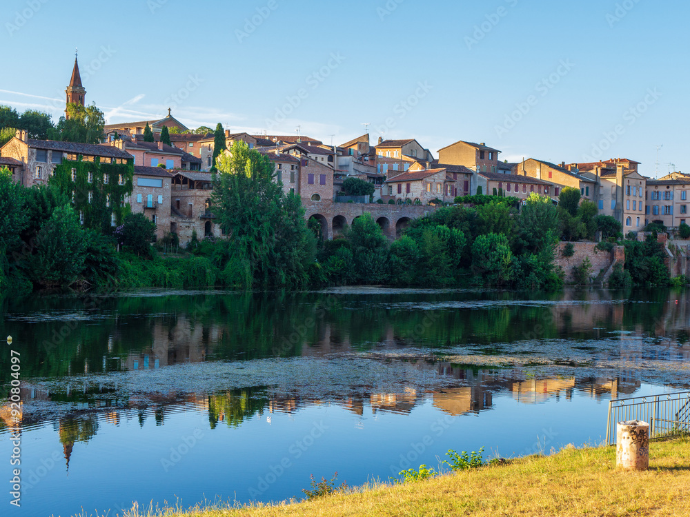 Sunset Over Albi from the Tarn Quays: A Bucolic Village View Sunset Over Albi from the Tarn Quays: A Bucolic Village View