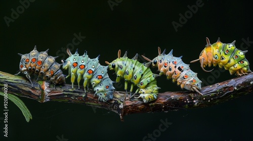 Time-lapse photography of a caterpillar to butterfly metamorphosis during the migration period