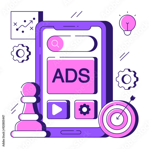 Perfect design illustration of mobile ads 

