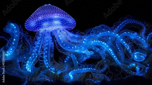 Underwater photography capturing the glow of bioluminescent organisms