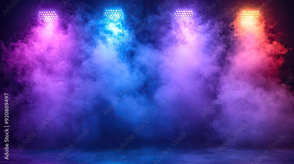 Bright stadium arena lights and smoke Bright stadium arena lights and smoke