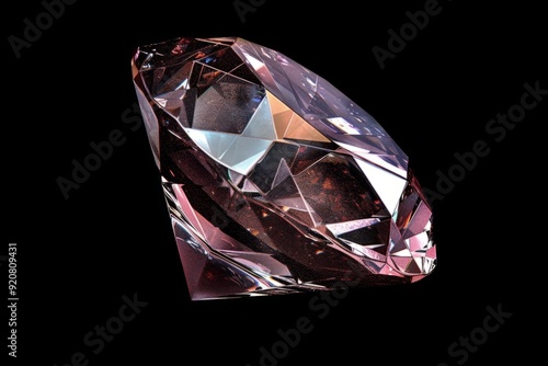 Elegant pink diamond close-up on black background. High-quality, conceptual and stylish image for jewelry or luxury goods. Ideal for marketing and advertising. Generative AI