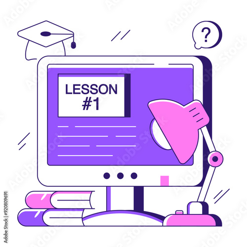 A beautiful design illustration of online lecture

