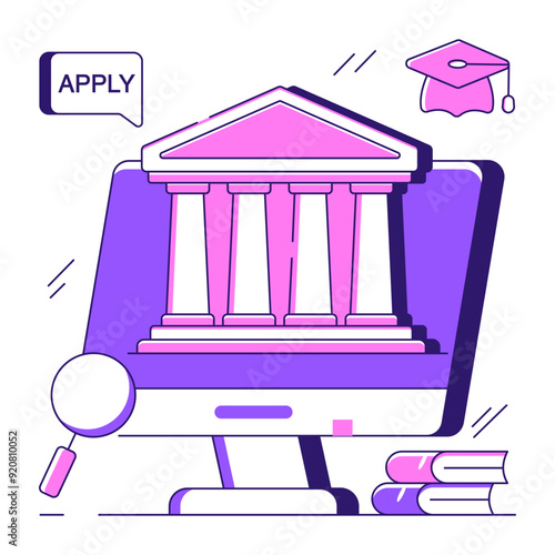An flatdesign illustration of online institute 

