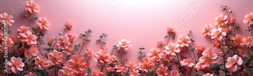 Many pink flowers ,  Plant background, Banner, Copy space
