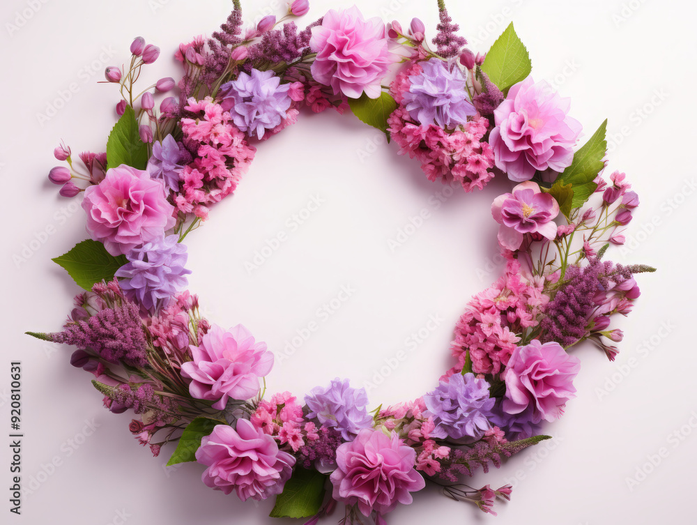 Especial Circular blank frame made with limonium and yellow goldenrods or solidago gigantea flowers Especial Circular blank frame made with limonium and yellow goldenrods or solidago gigantea flowers