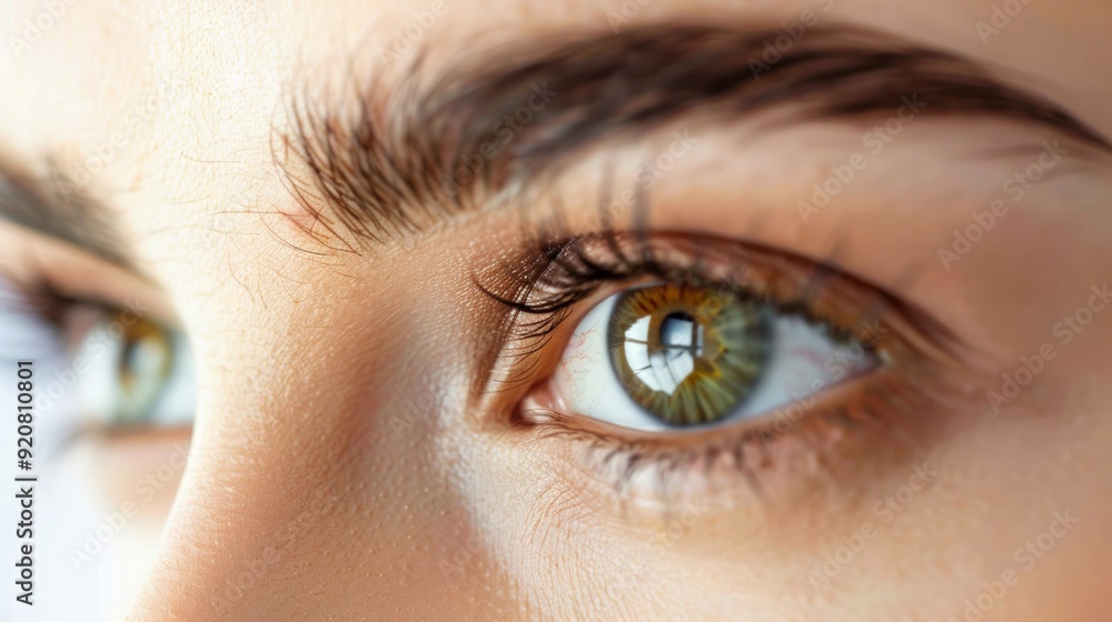 Fototapeta premium Close-up shot of beautiful woman's eyes on white background